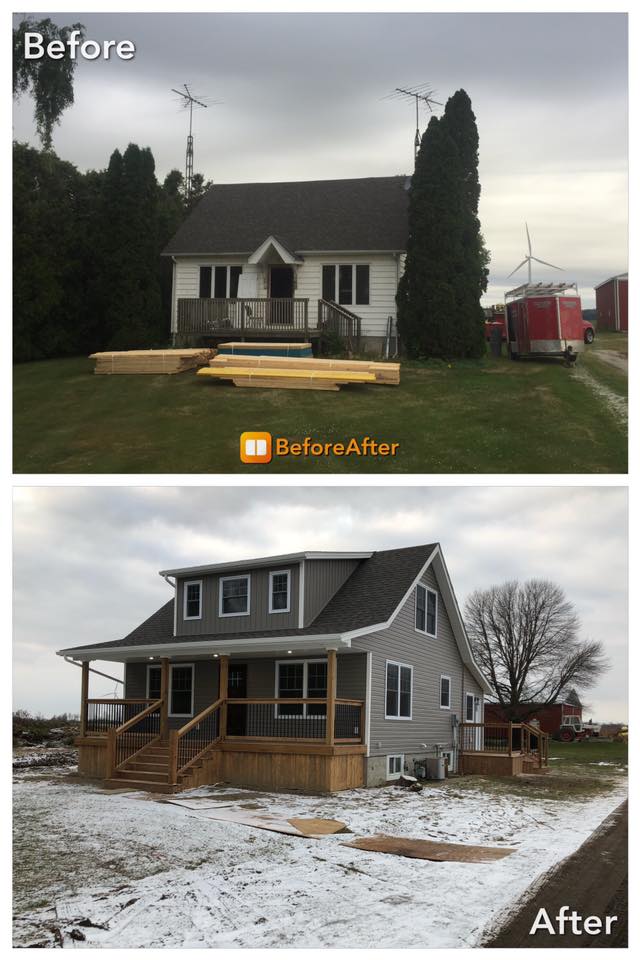 A before and after picture of a house